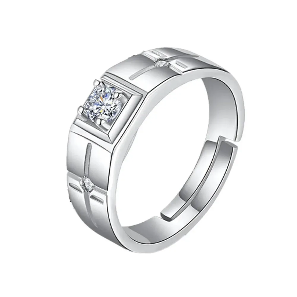 Premium Silver Plated Crown Adjustable Couple Rings Set