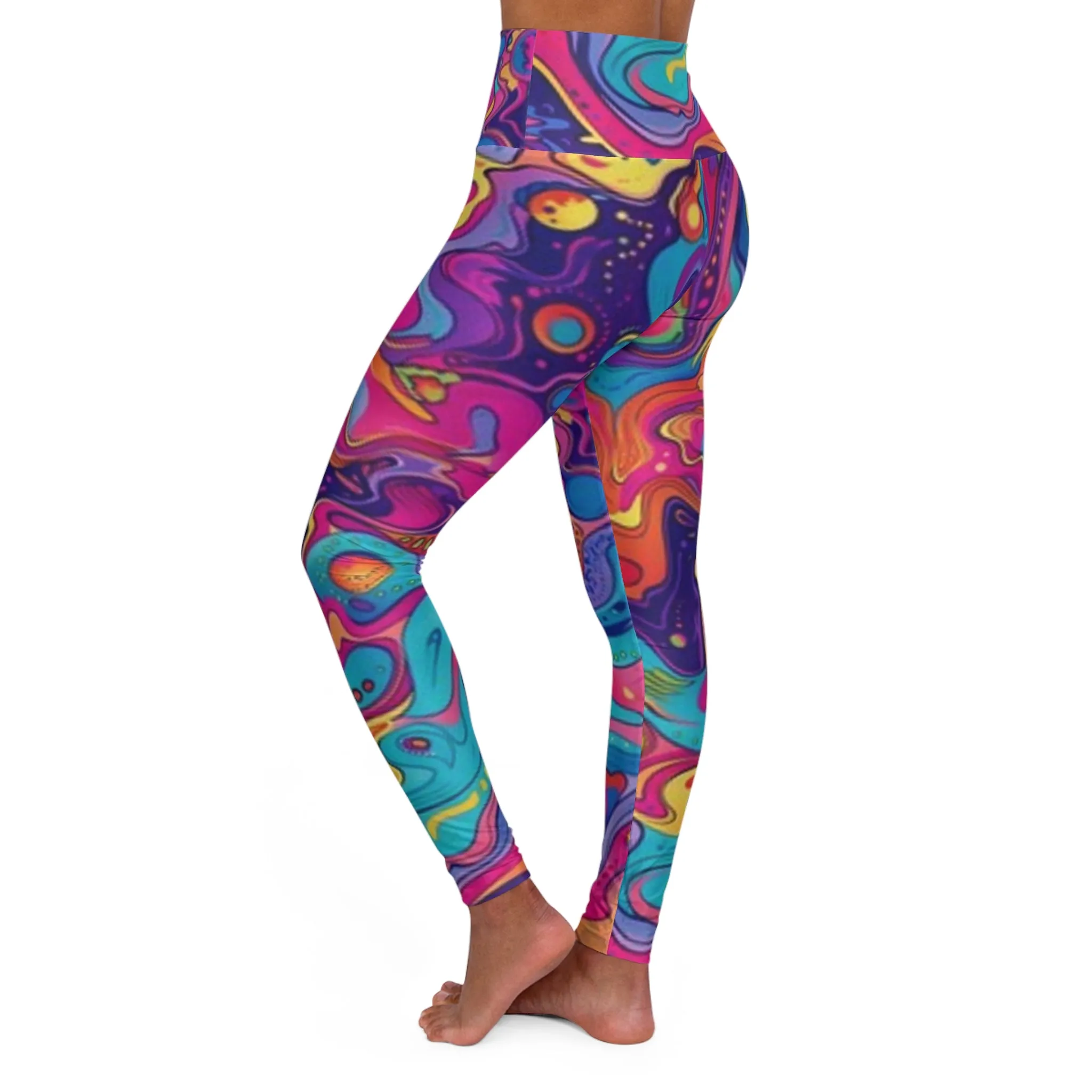 Psychedelic High Waisted Yoga Leggings - Colorful Activewear for Fitness & Leisure
