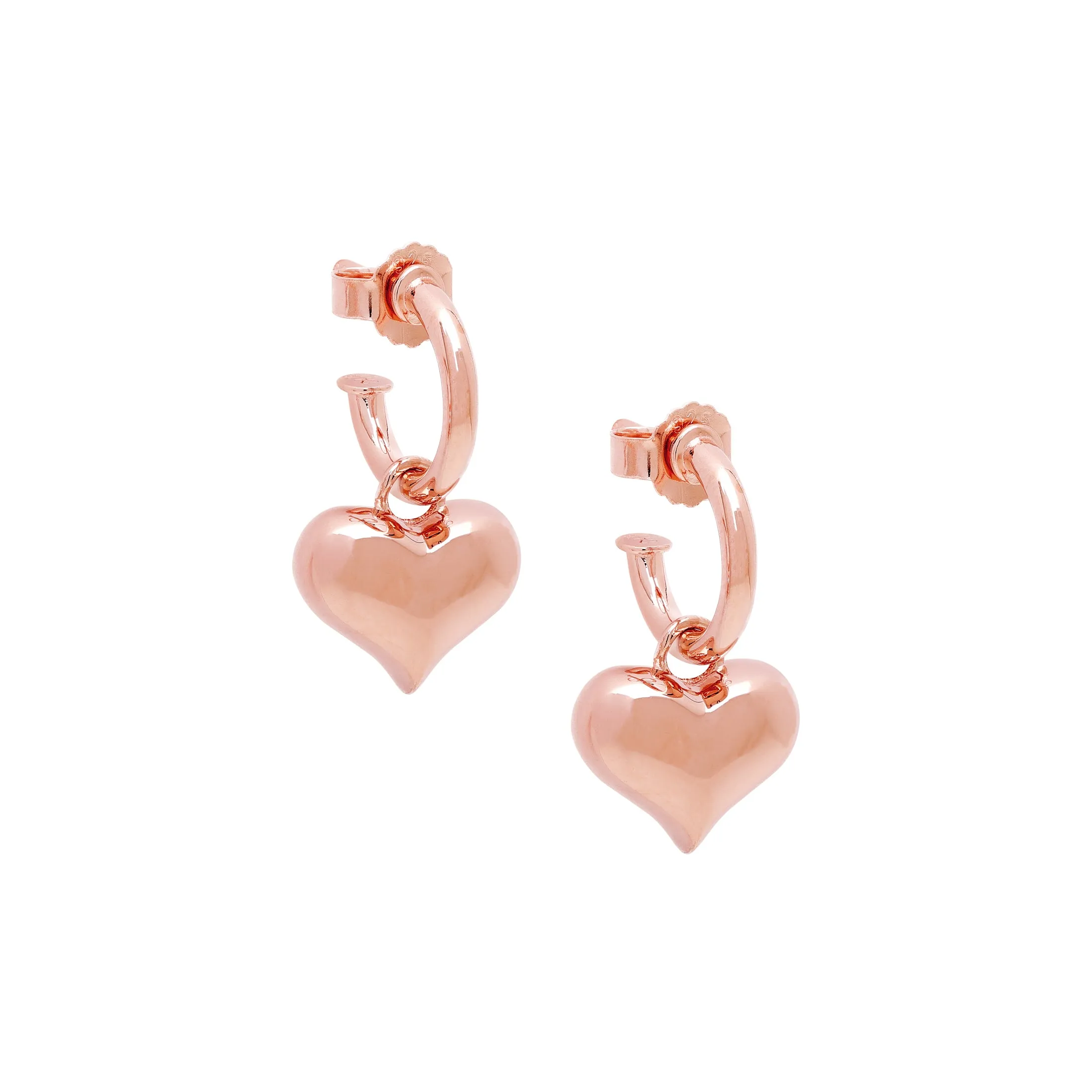 Puffy Heart Dangle Hoop Earrings