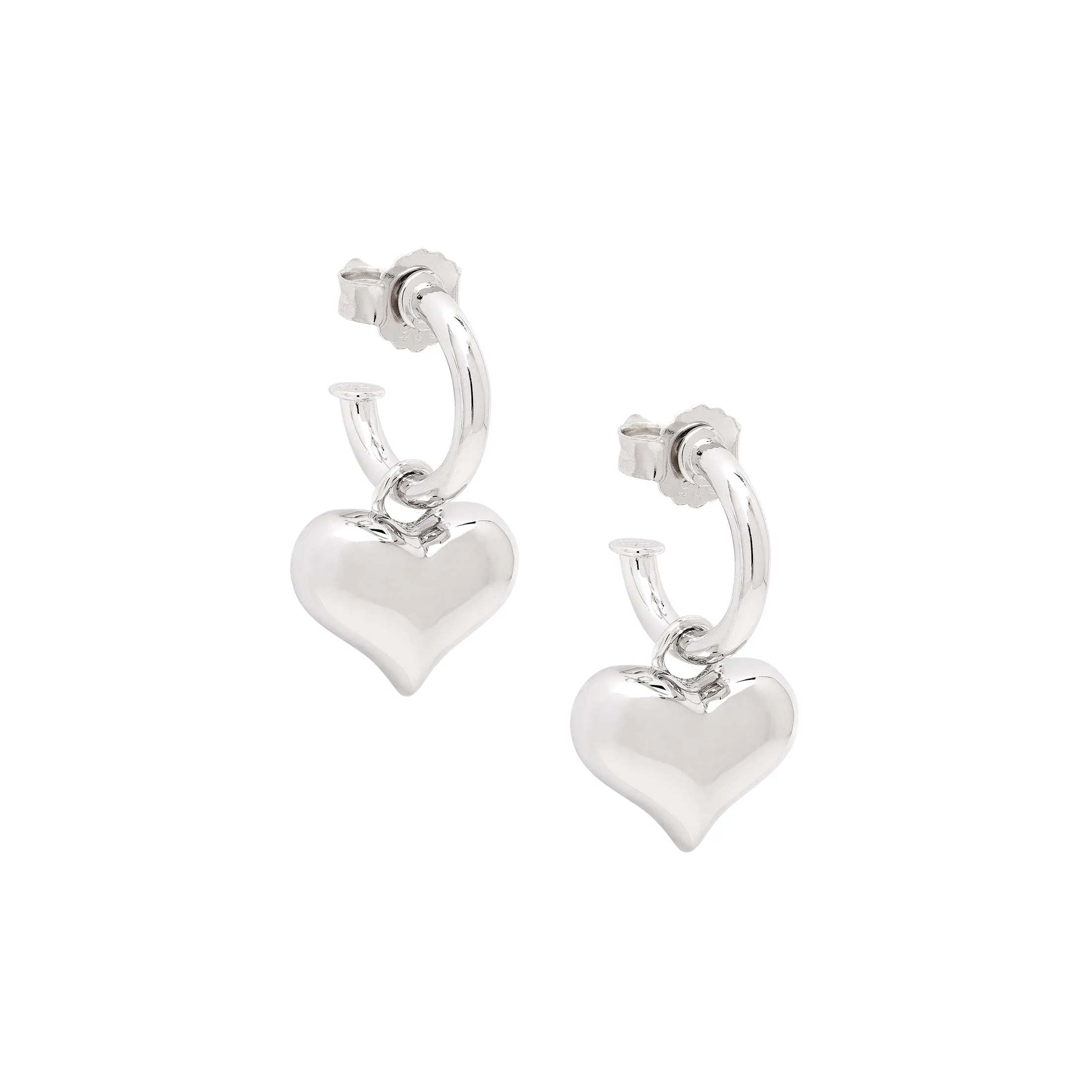 Puffy Heart Dangle Hoop Earrings