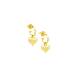 Puffy Heart Dangle Hoop Earrings