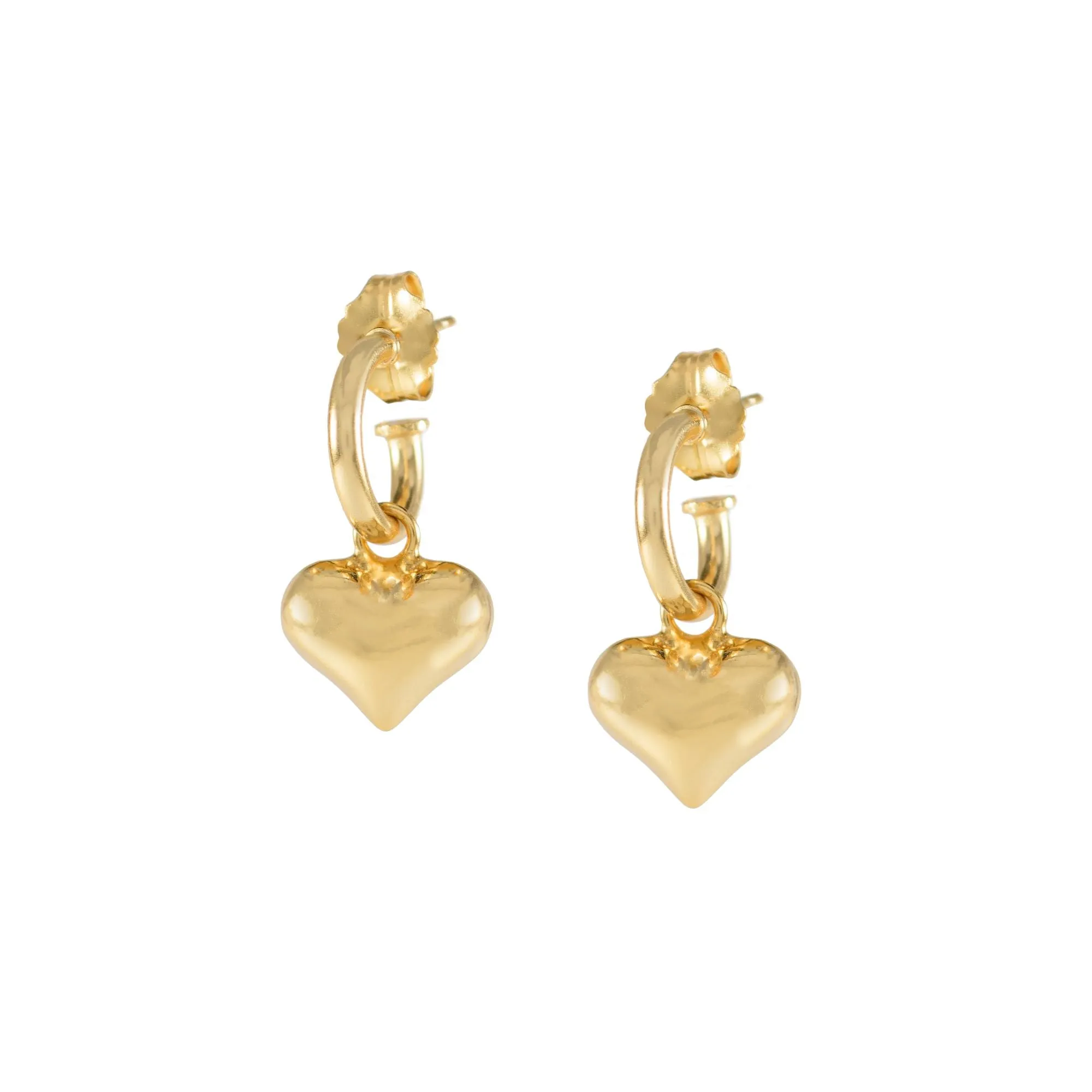 Puffy Heart Dangle Hoop Earrings