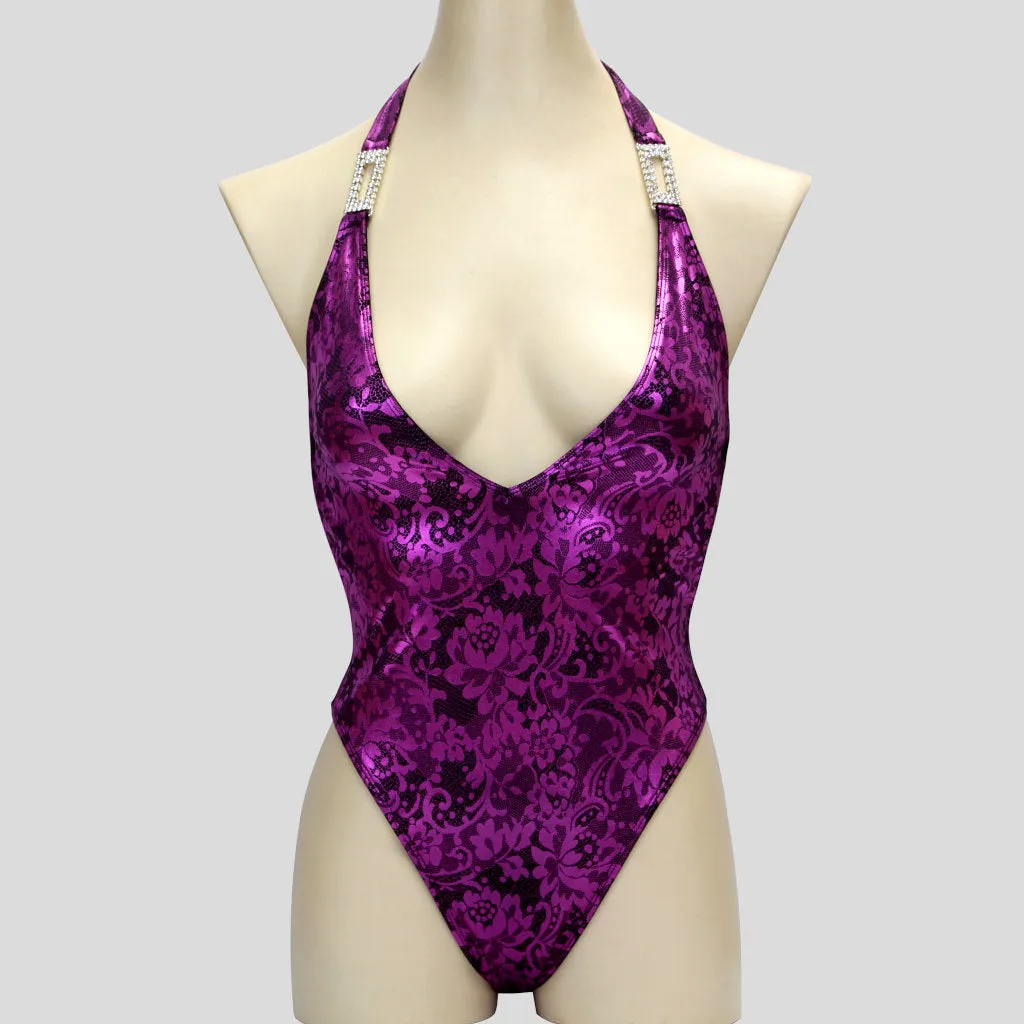 Purple Bodybuilding One-Piece Bikini