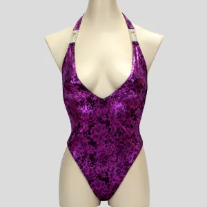 Purple Bodybuilding One-Piece Bikini