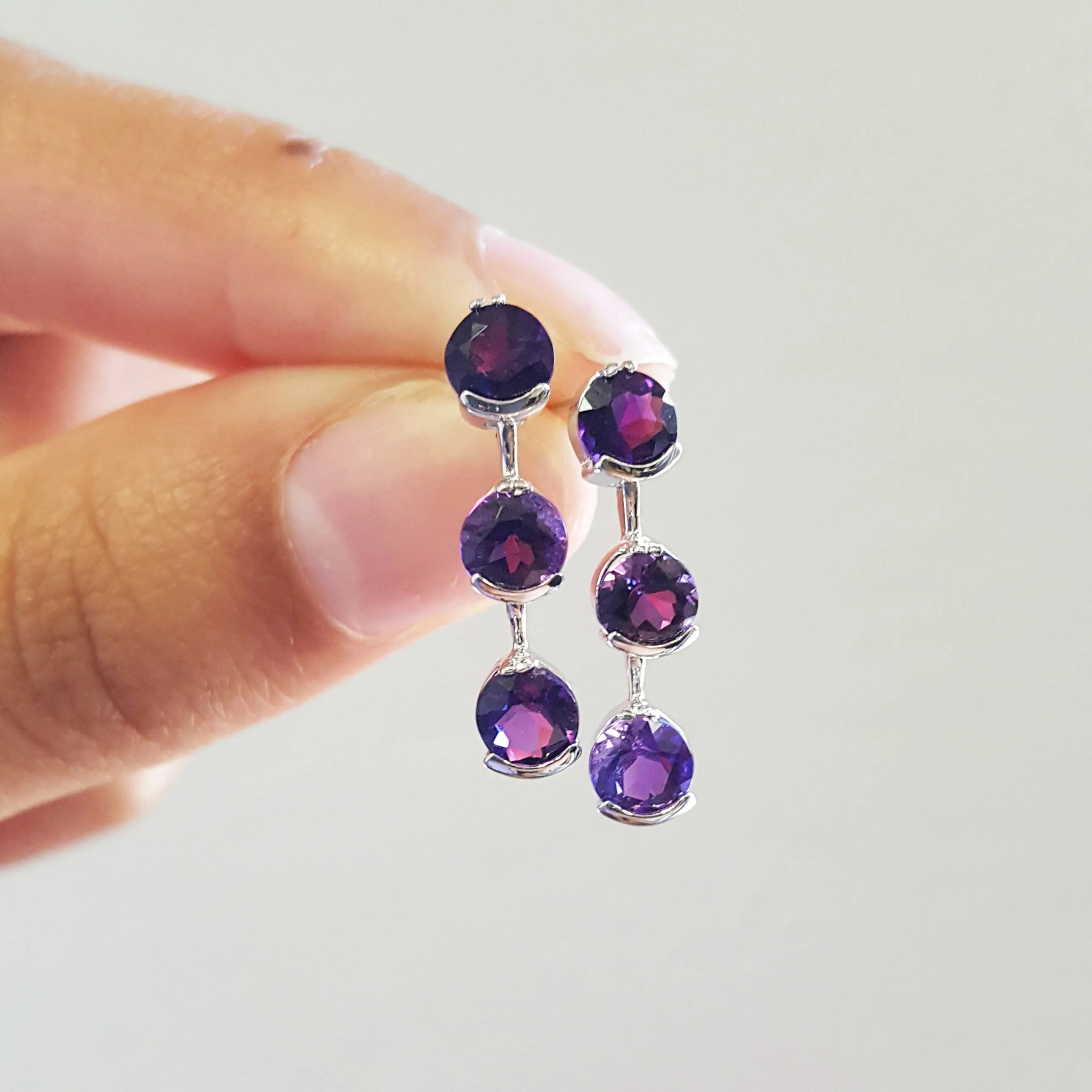 "Trisha" 14k White Gold AZ Amethyst Earrings