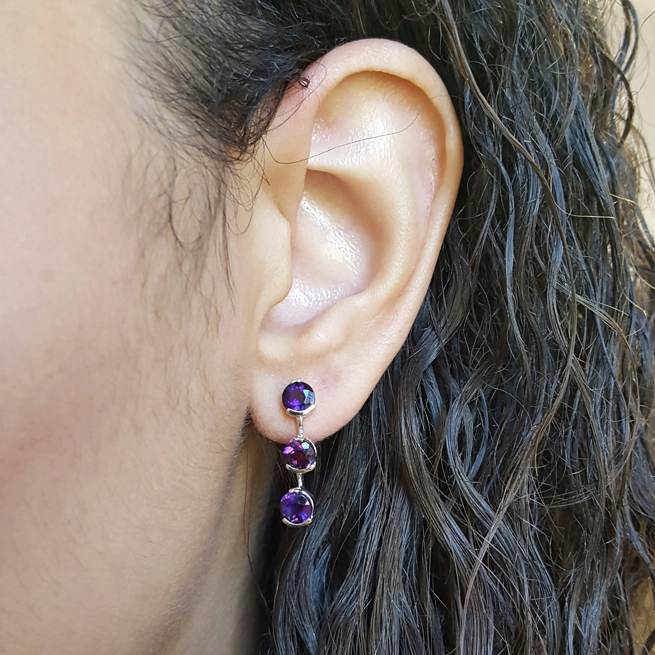 "Trisha" 14k White Gold AZ Amethyst Earrings