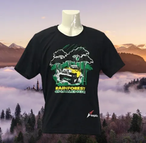 RAINFOREST CHALLENGE DRY FIT T-SHIRT - RFC - Small BLACK ROUND NECK MICROFIBER T-SHIRT