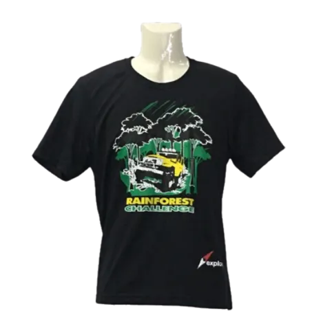 RAINFOREST CHALLENGE DRY FIT T-SHIRT - RFC - Small BLACK ROUND NECK MICROFIBER T-SHIRT