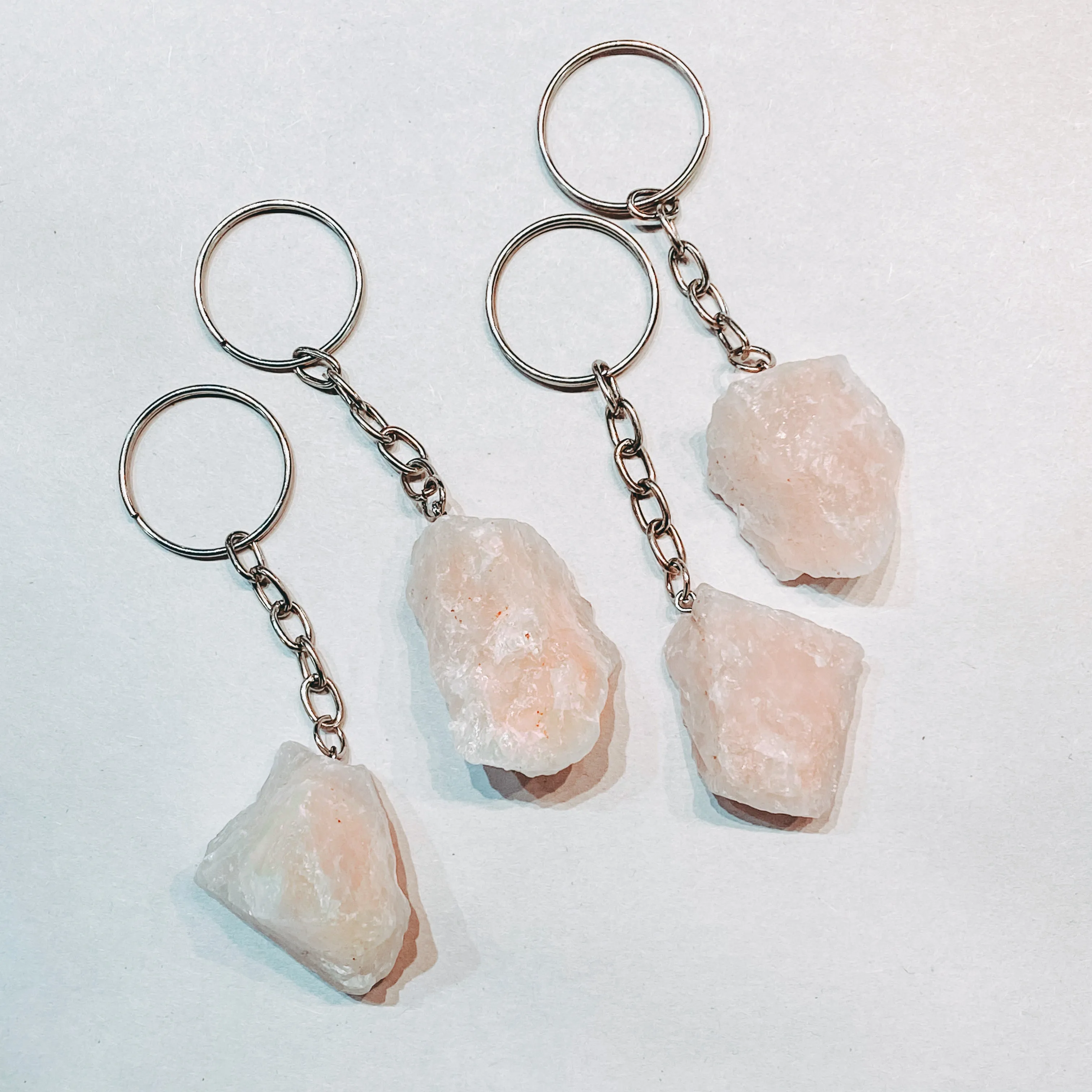 Raw Rose Quartz Key Ring - Assorted