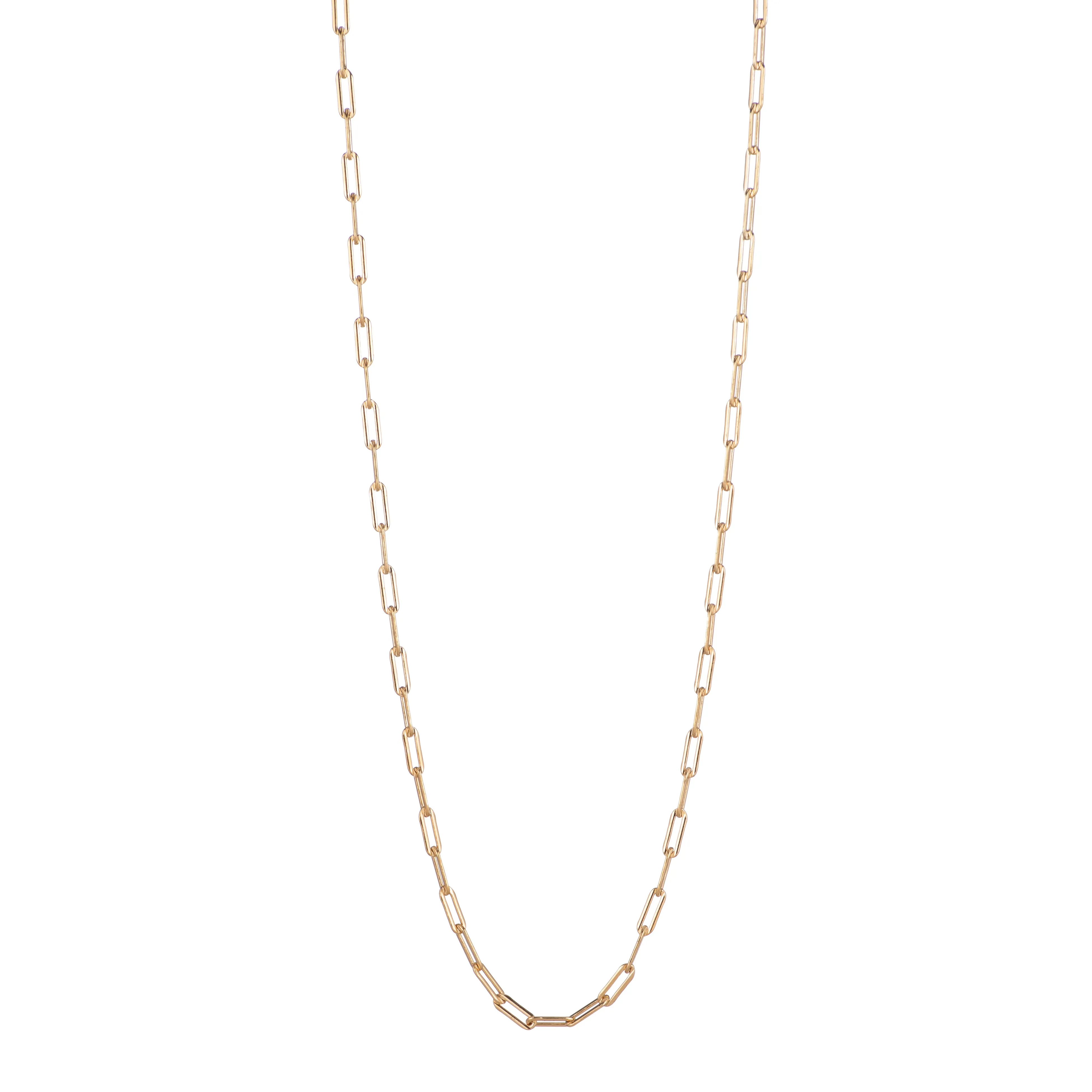 Rectangle Chain Long Necklace - Gold
