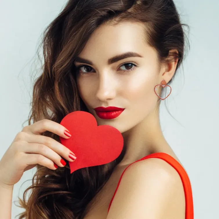 Red Heart Crystal Statement Earrings