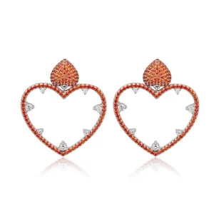 Red Heart Crystal Statement Earrings