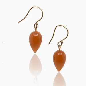 Red Spinel Drop Gold Earrings