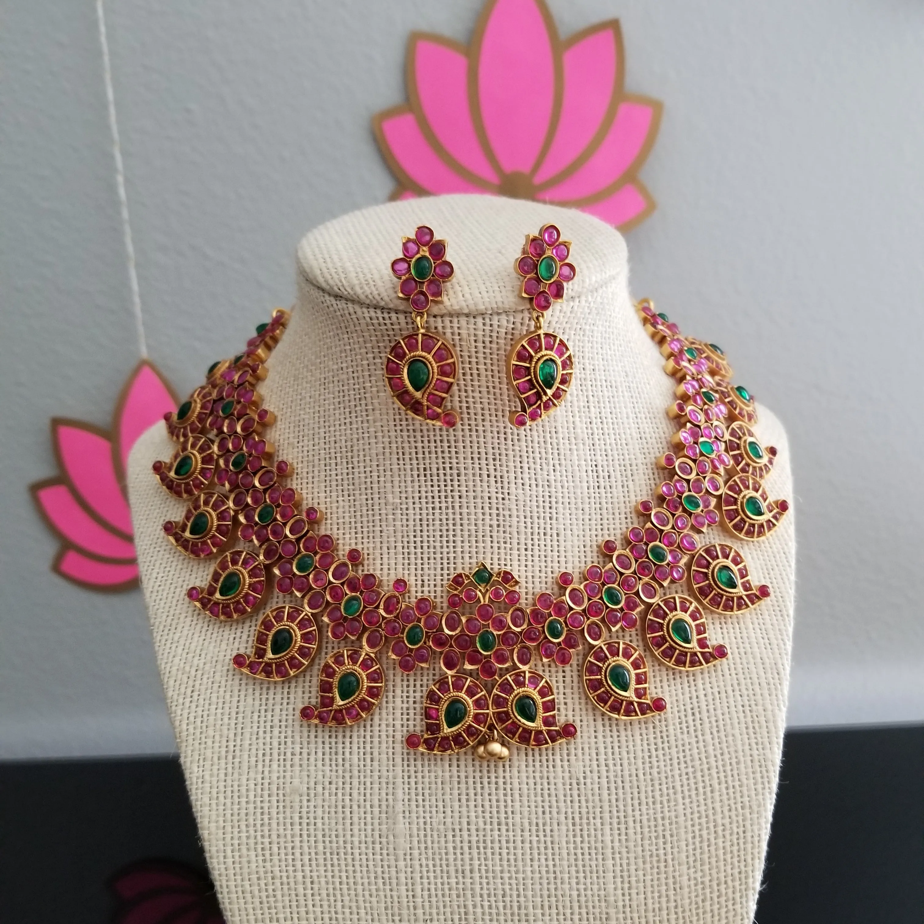 Reserved For Jyothi Heavy Mango Design Neckset With Matte Finish 1719