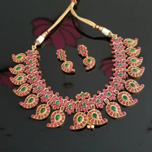 Reserved For Jyothi Heavy Mango Design Neckset With Matte Finish 1719
