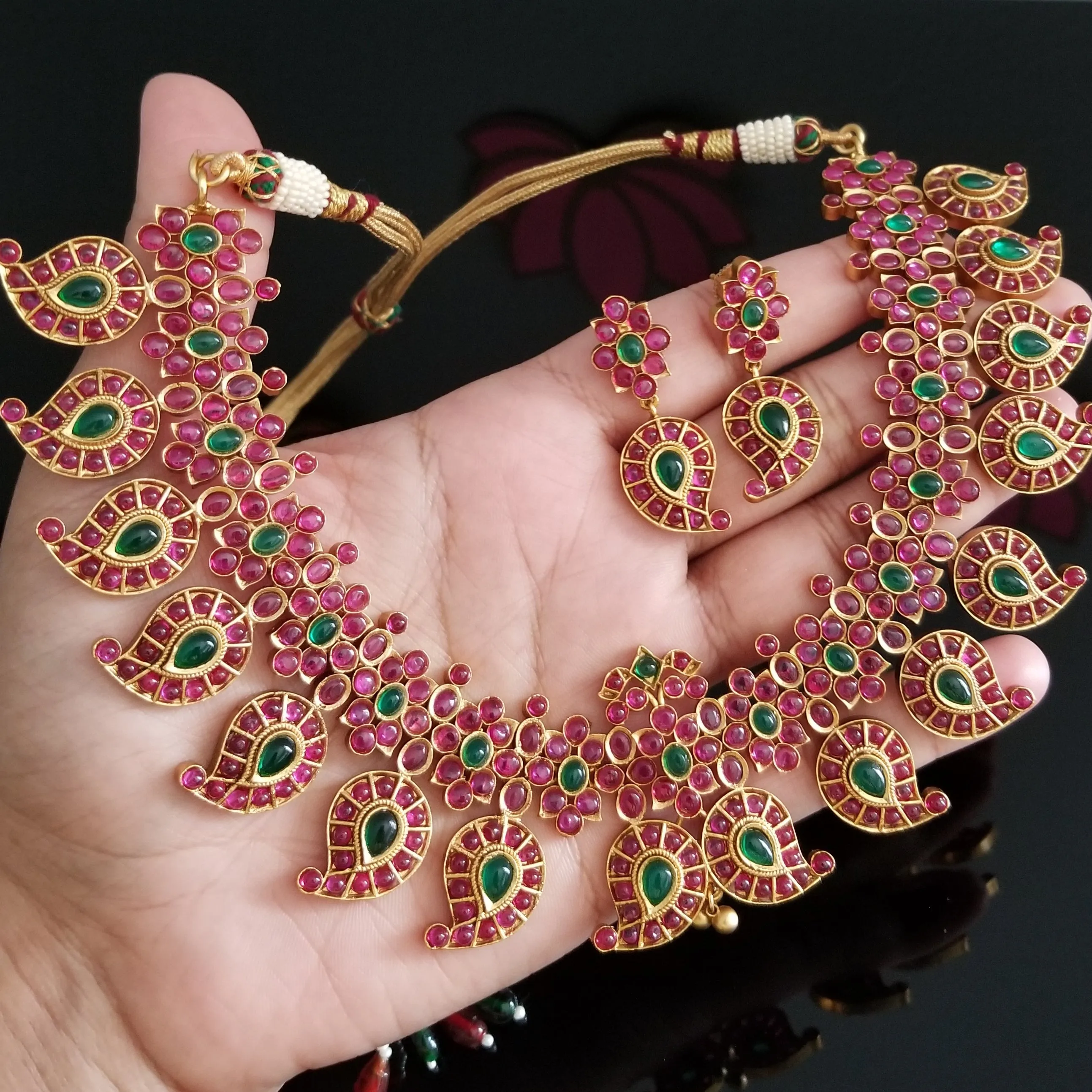 Reserved For Jyothi Heavy Mango Design Neckset With Matte Finish 1719