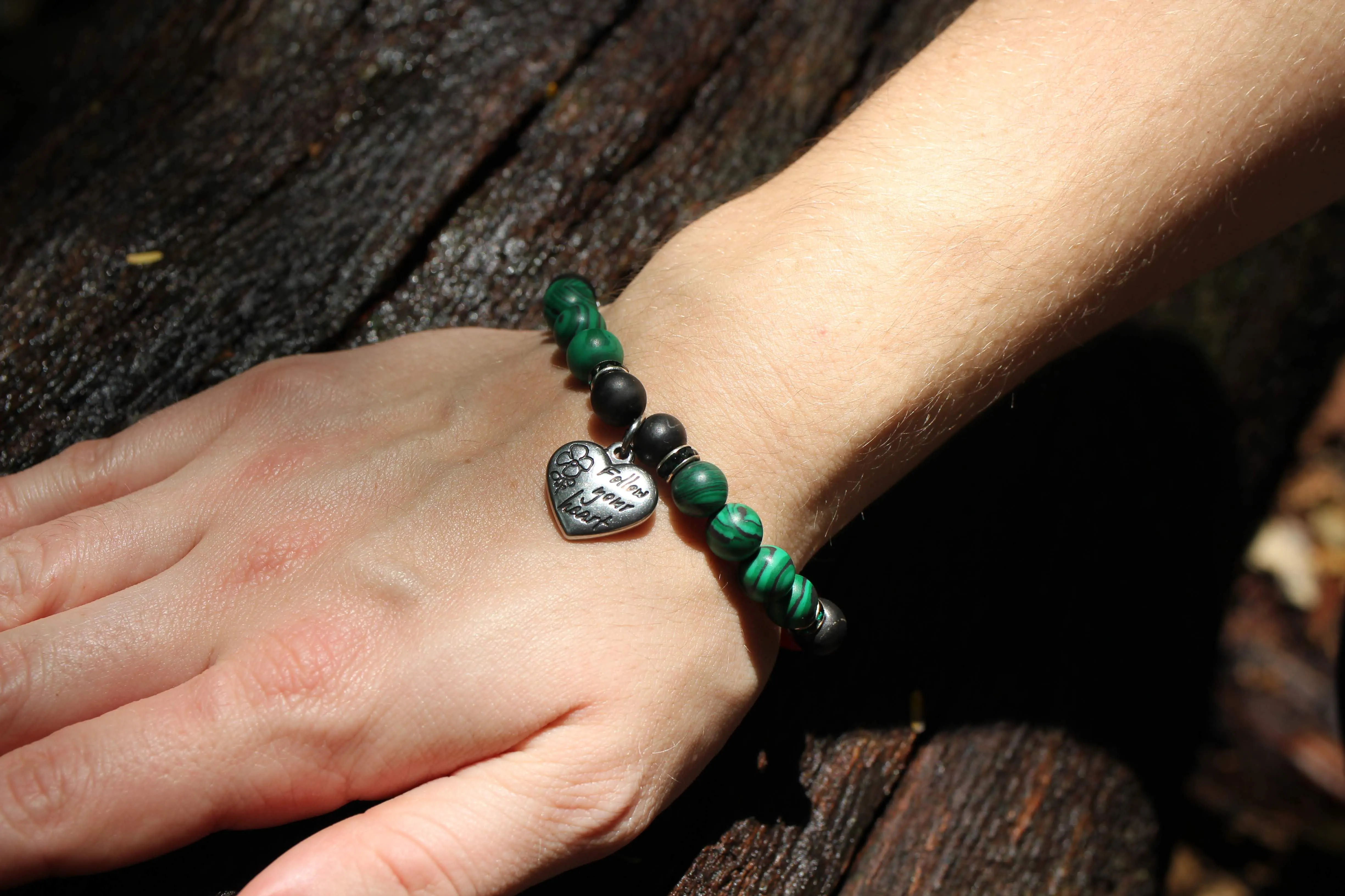 RETIRED - Shungite and Malachite Chakra Bracelet (Heart Chakra)