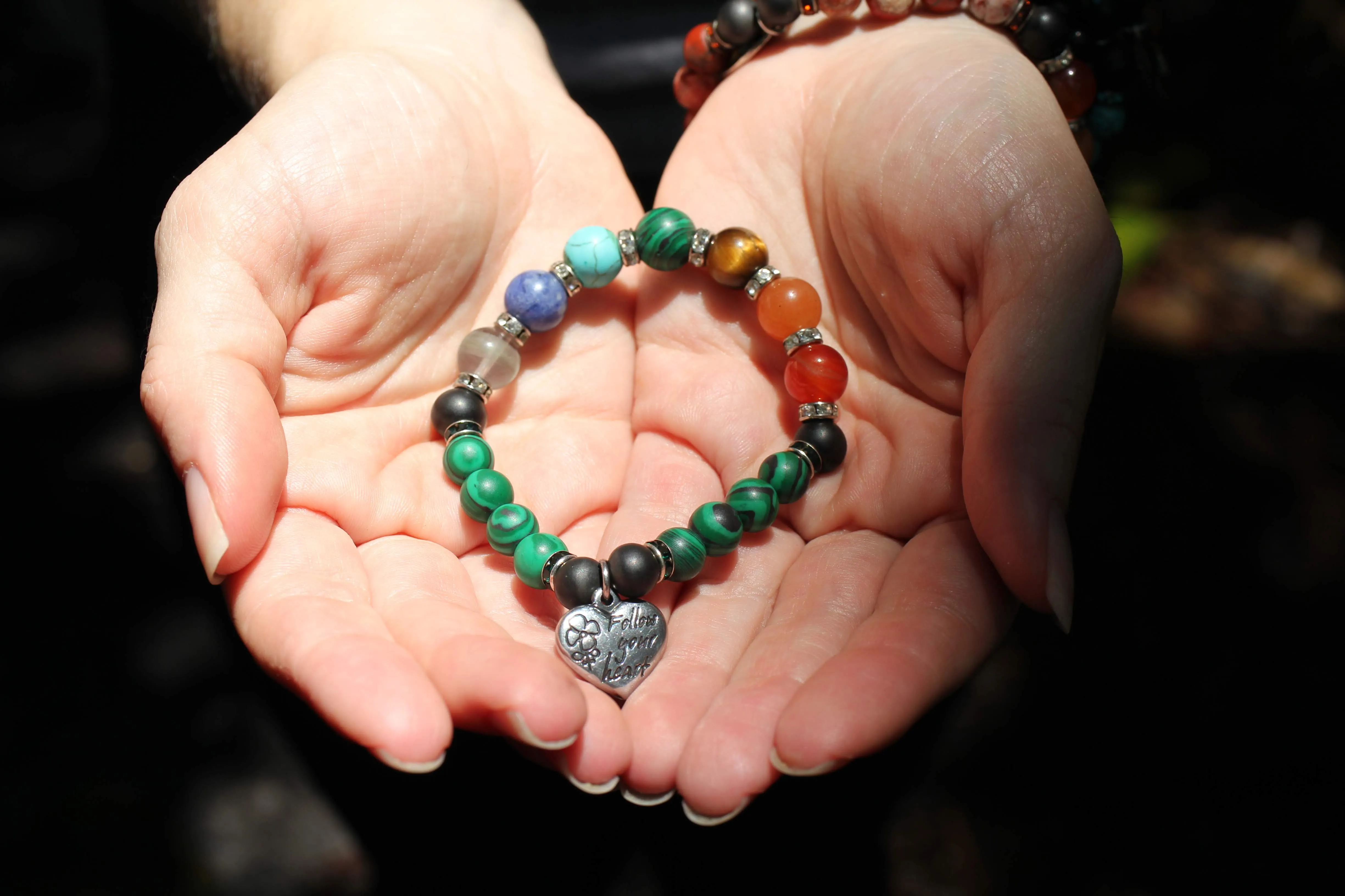 RETIRED - Shungite and Malachite Chakra Bracelet (Heart Chakra)