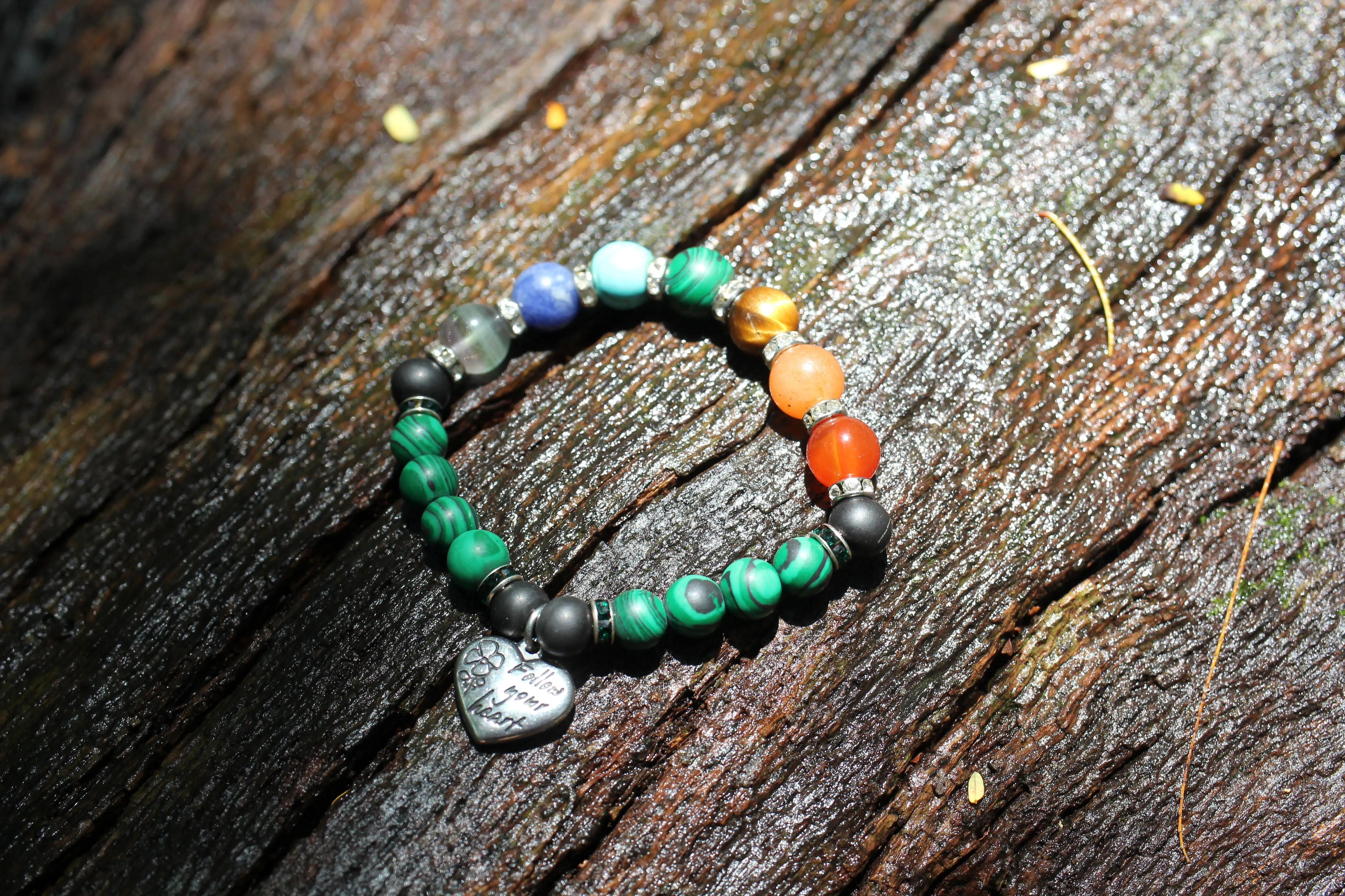 RETIRED - Shungite and Malachite Chakra Bracelet (Heart Chakra)