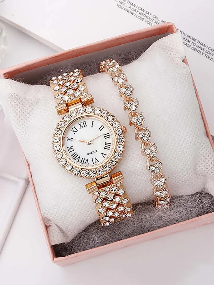 Rhinestone Watches Bracelet Set