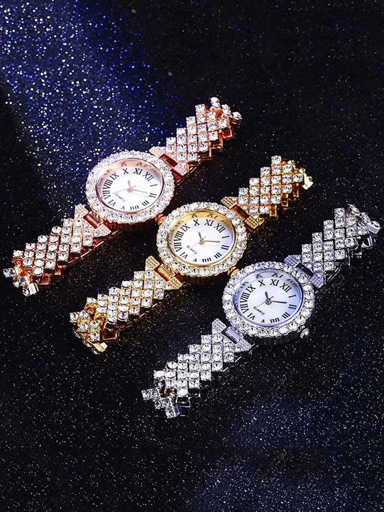 Rhinestone Watches Bracelet Set