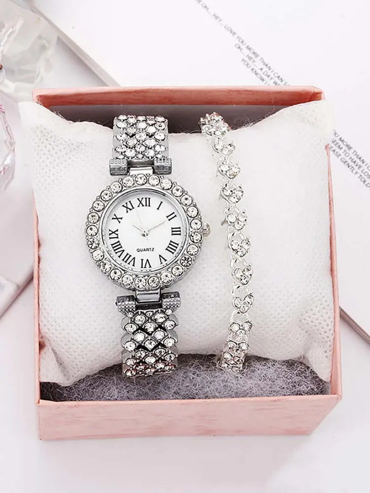 Rhinestone Watches Bracelet Set