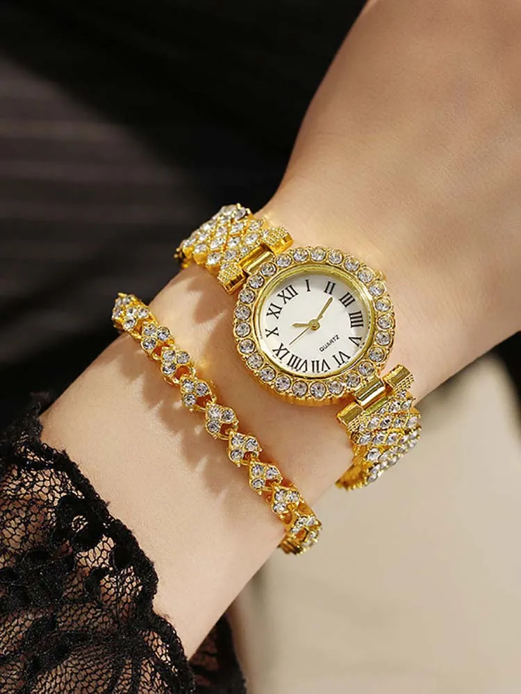 Rhinestone Watches Bracelet Set
