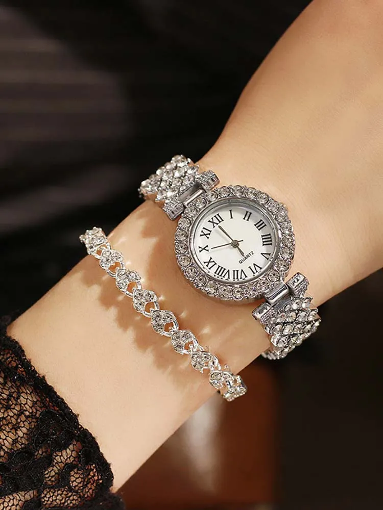 Rhinestone Watches Bracelet Set