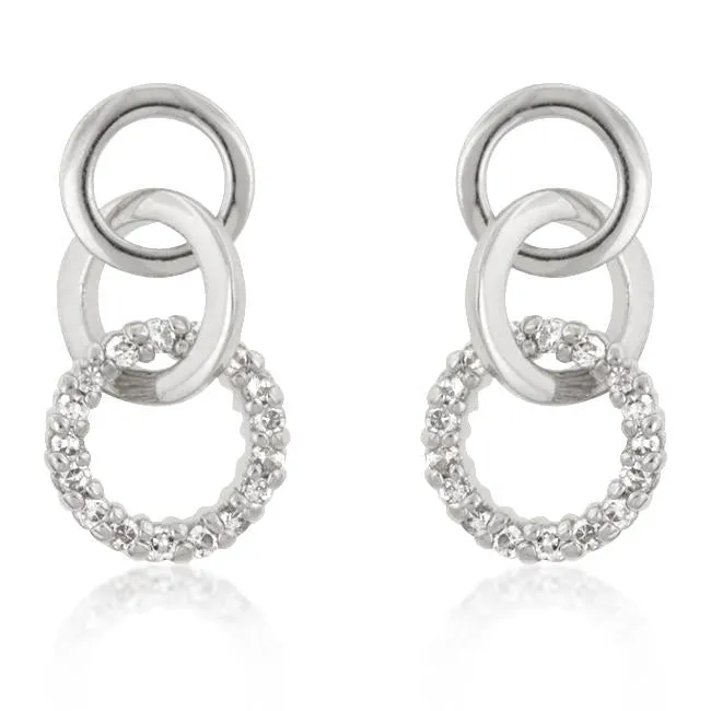Rhodium Plated Finish Triplet Hooplet Earrings