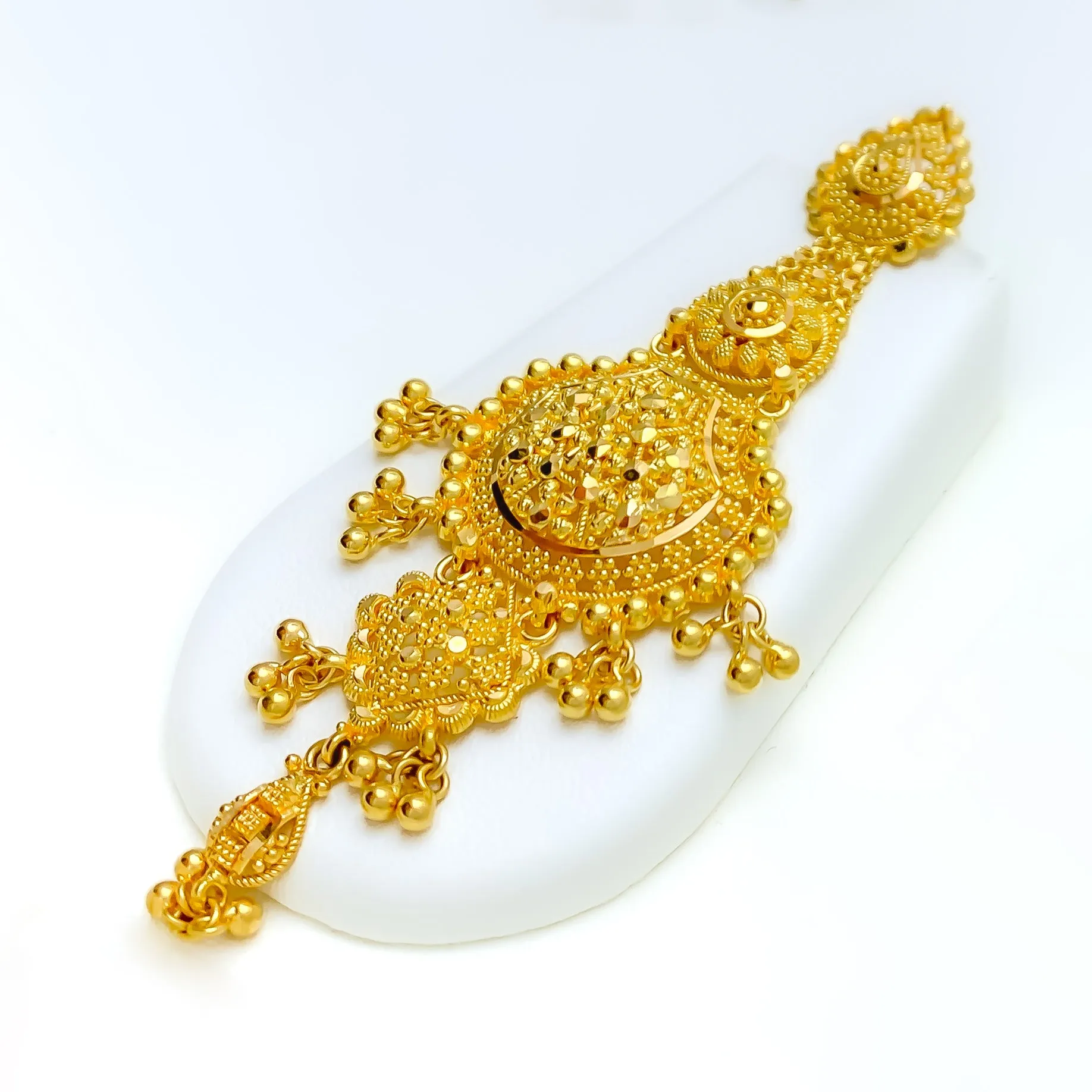 Rich Tasseled Floral 22k Gold Necklace Set