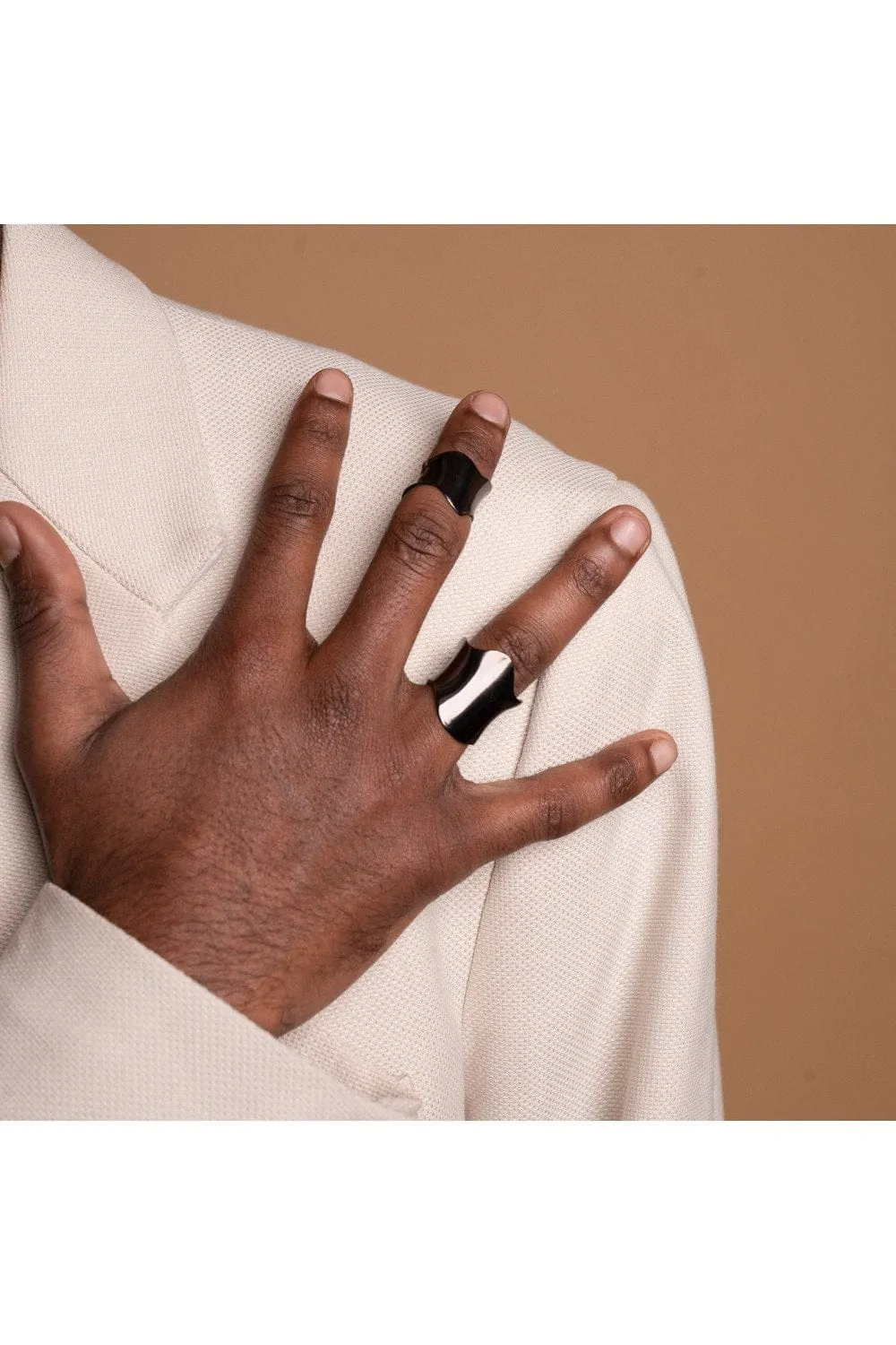 Rollercoaster Ring Set - Black Chrome Tone