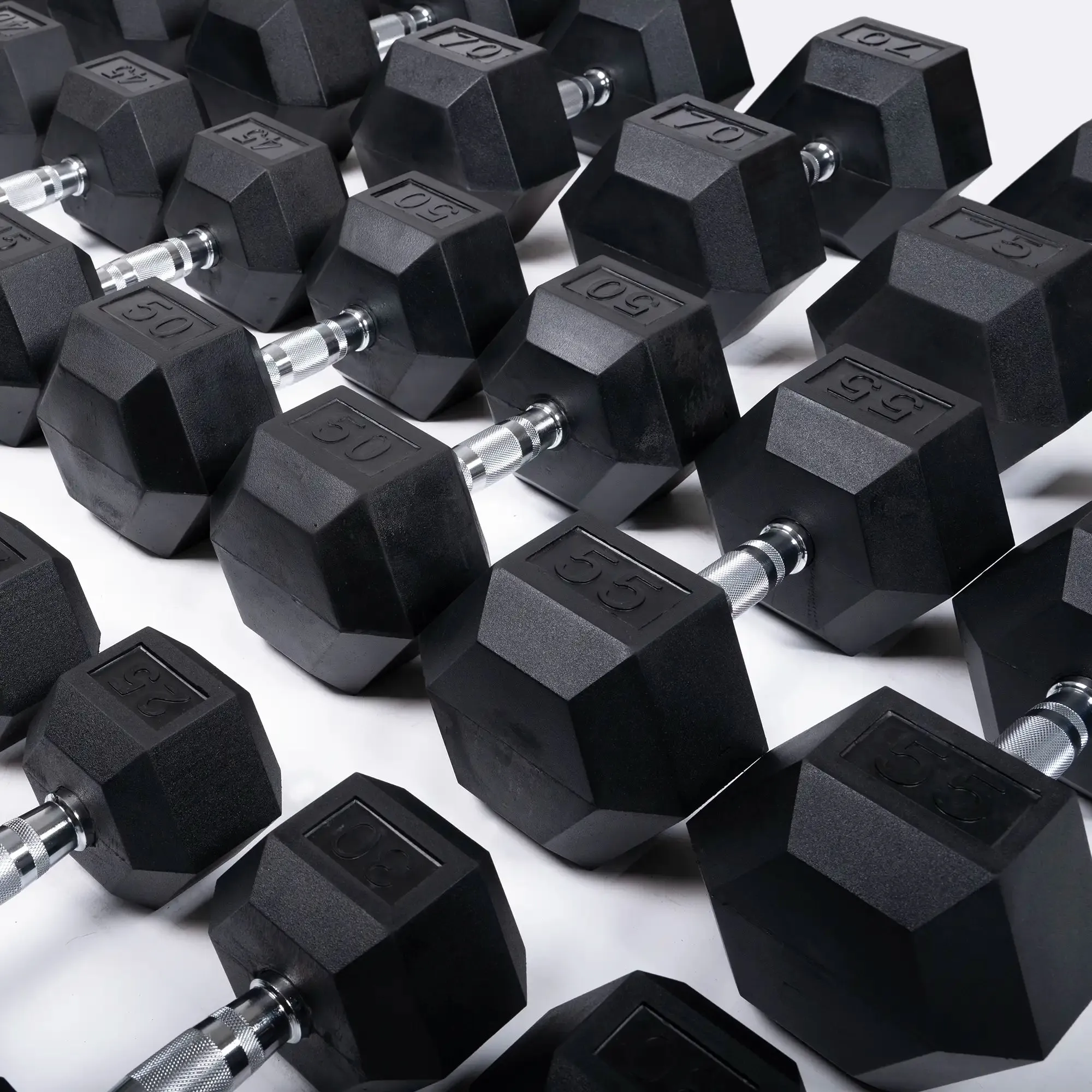 Rubber Hex Dumbbell Set  | 5-100lb