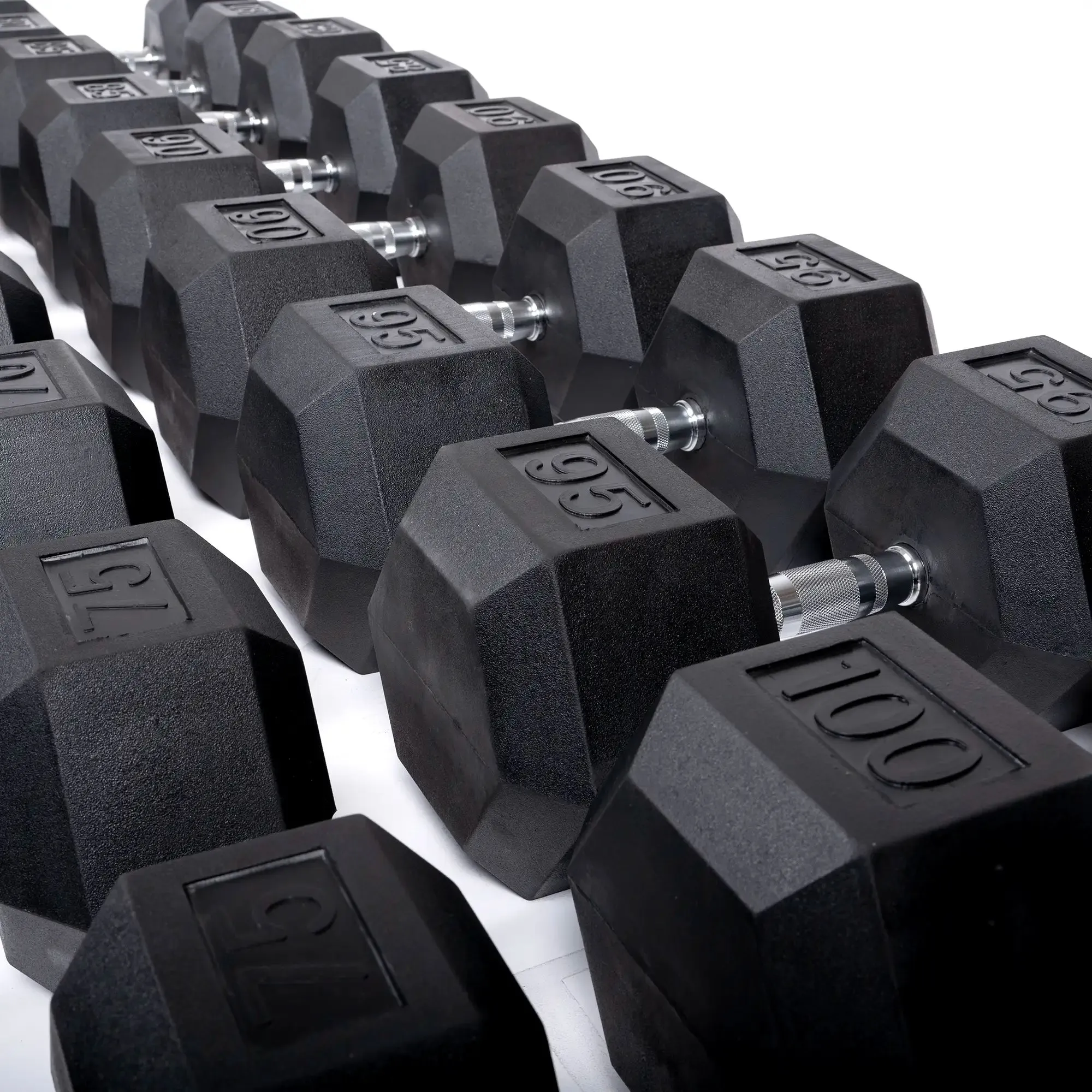 Rubber Hex Dumbbell Set  | 5-100lb