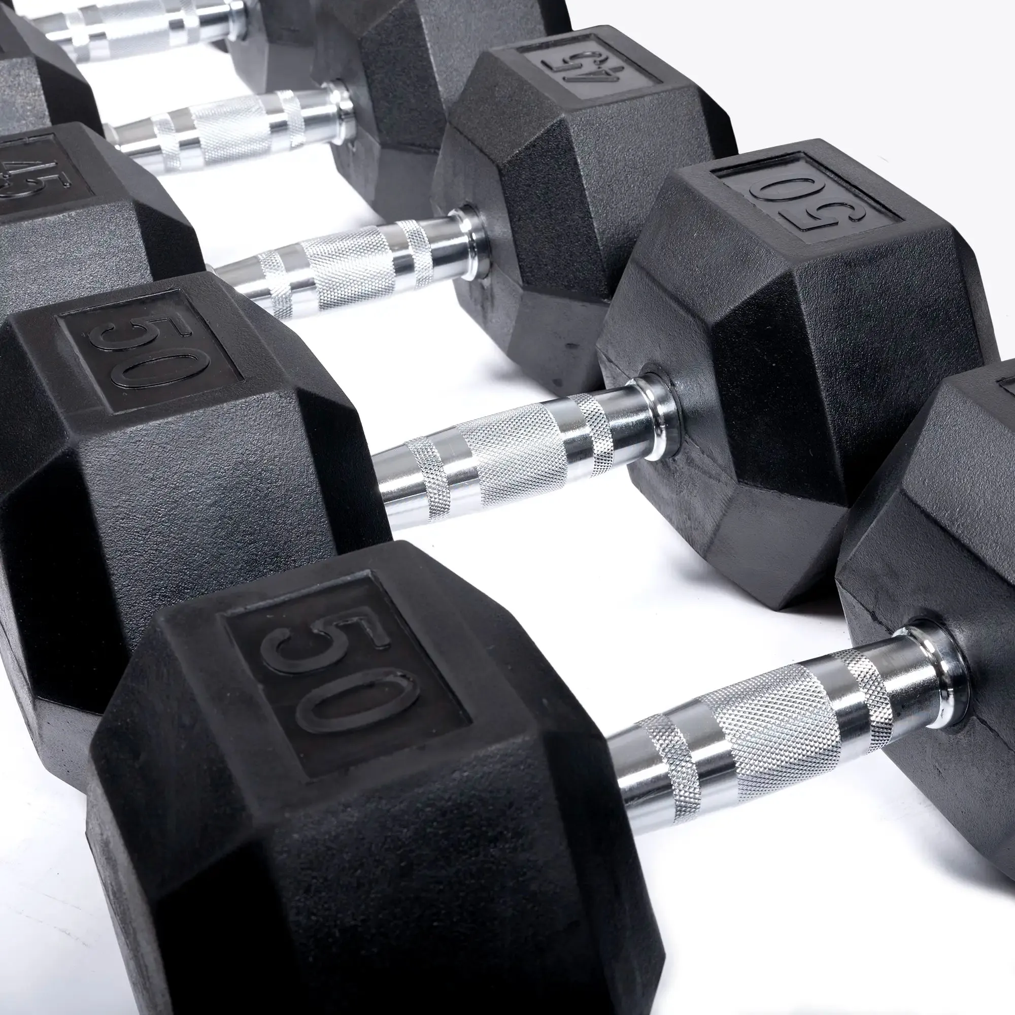 Rubber Hex Dumbbell Set  | 5-100lb