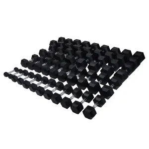 Rubber Hex Dumbbell Set  | 5-100lb