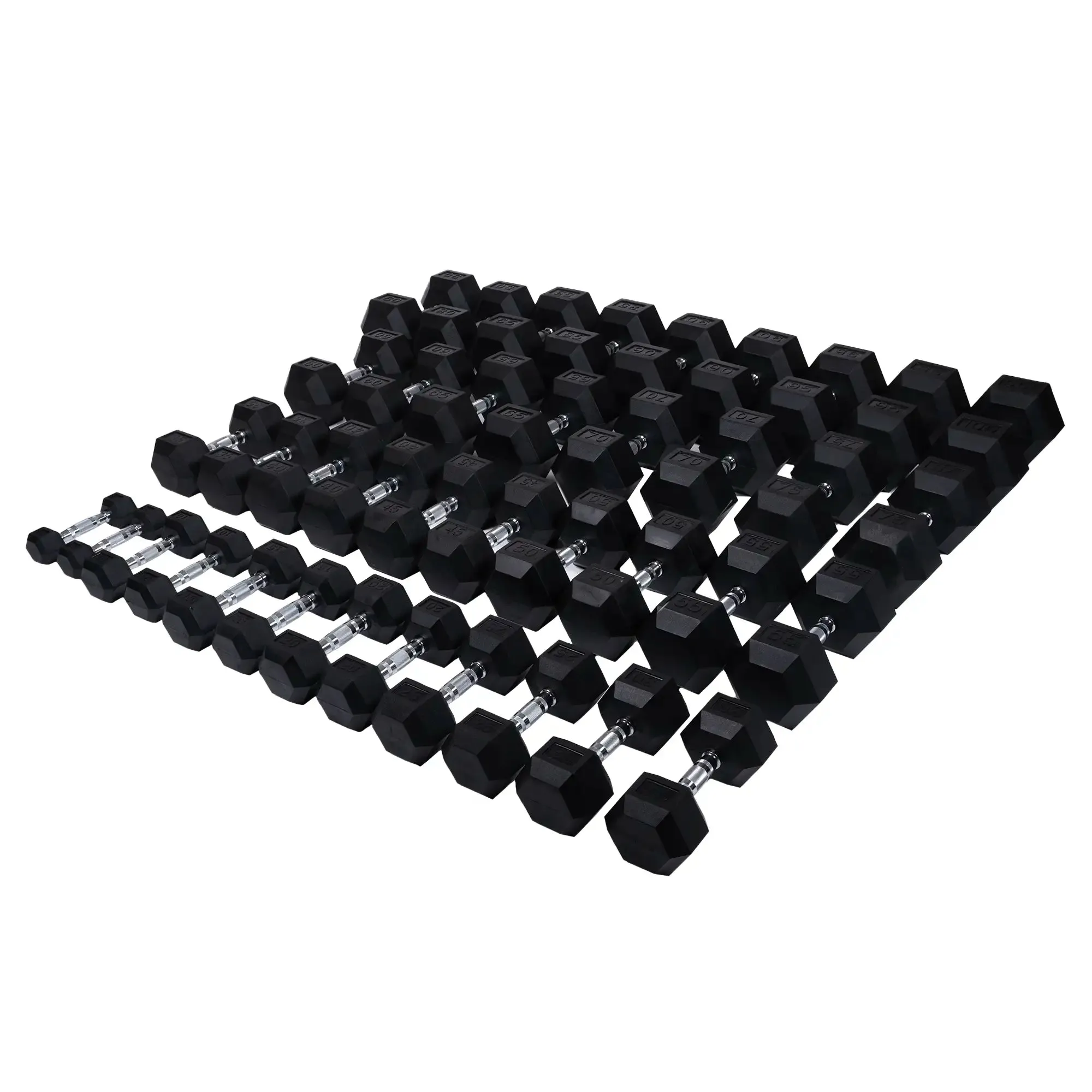 Rubber Hex Dumbbell Set  | 5-100lb