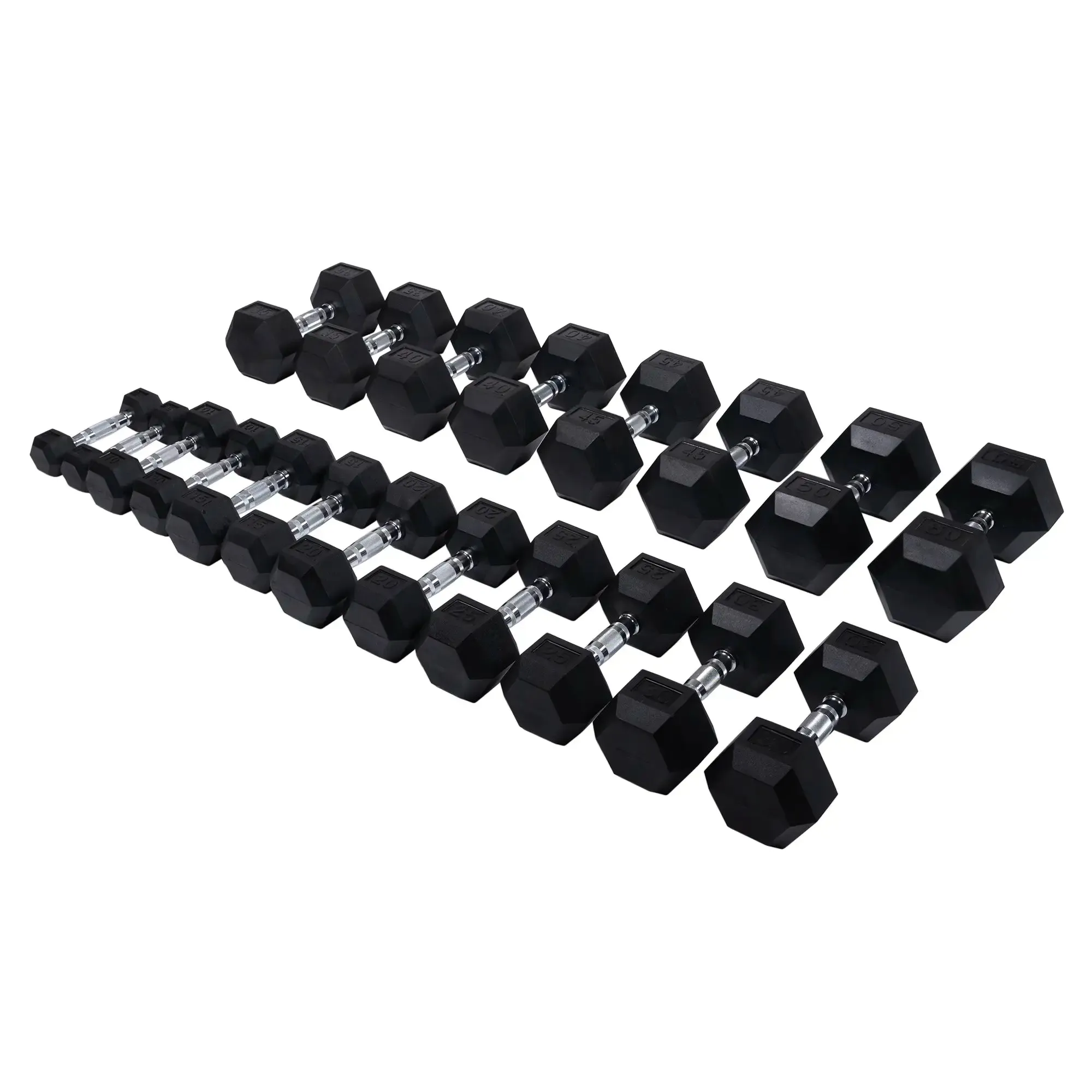 Rubber Hex Dumbbell Set  | 5-50 lb