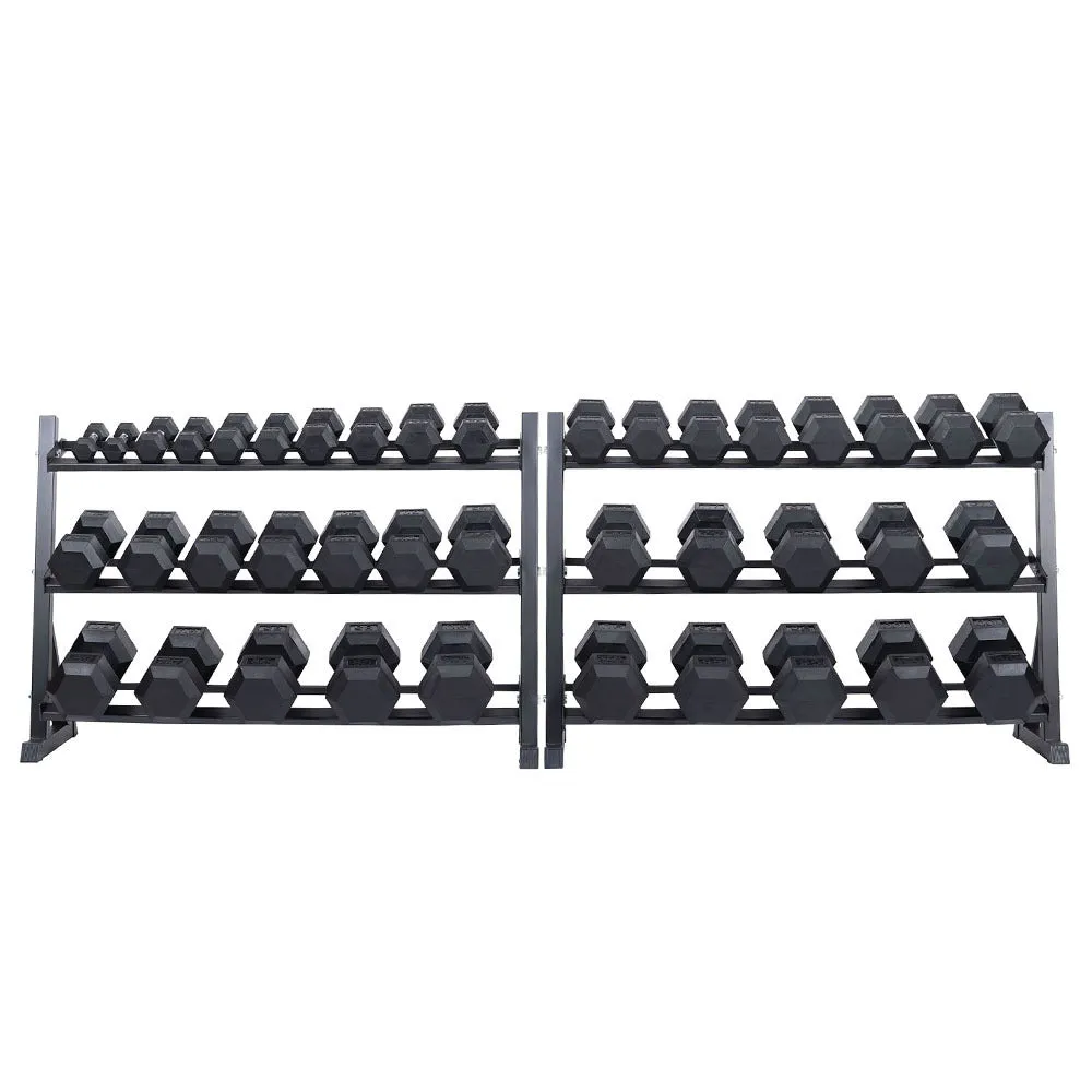 Rubber Hex Dumbbell Set   60" Racks | 5-100lb