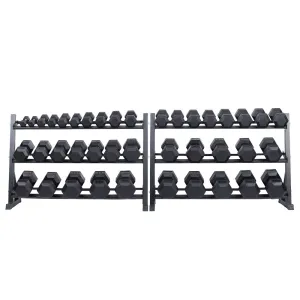 Rubber Hex Dumbbell Set   60" Racks | 5-100lb