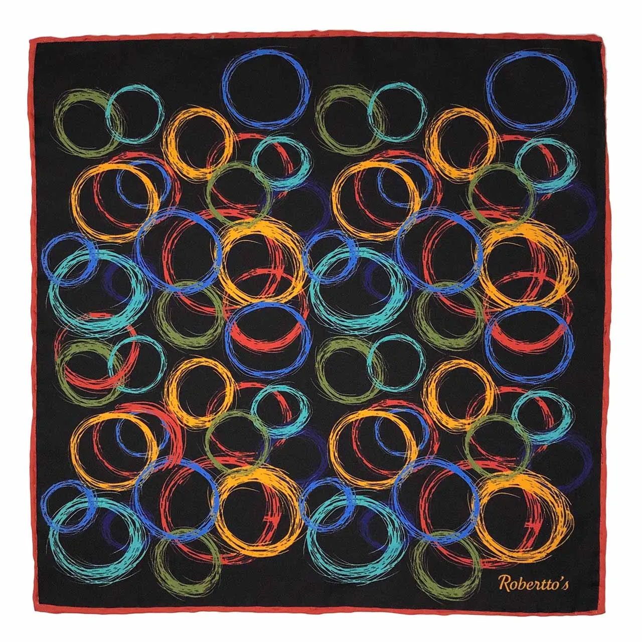 Running Rings Black Pocket Square