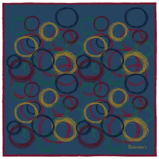 Running Rings Petroleum Blue Pocket Square
