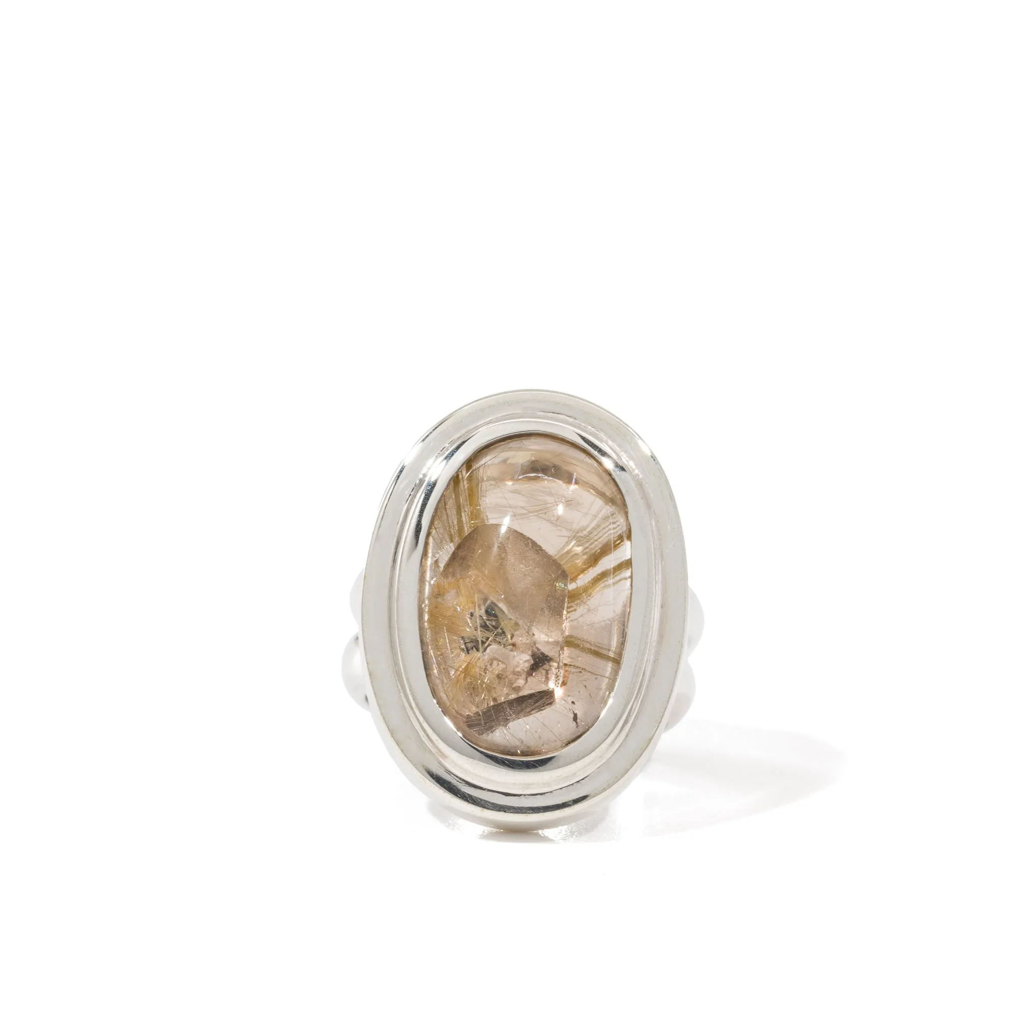 Rutile & Manifestation Quartz 19.04 Carat Handcrafted Sterling Silver Ring