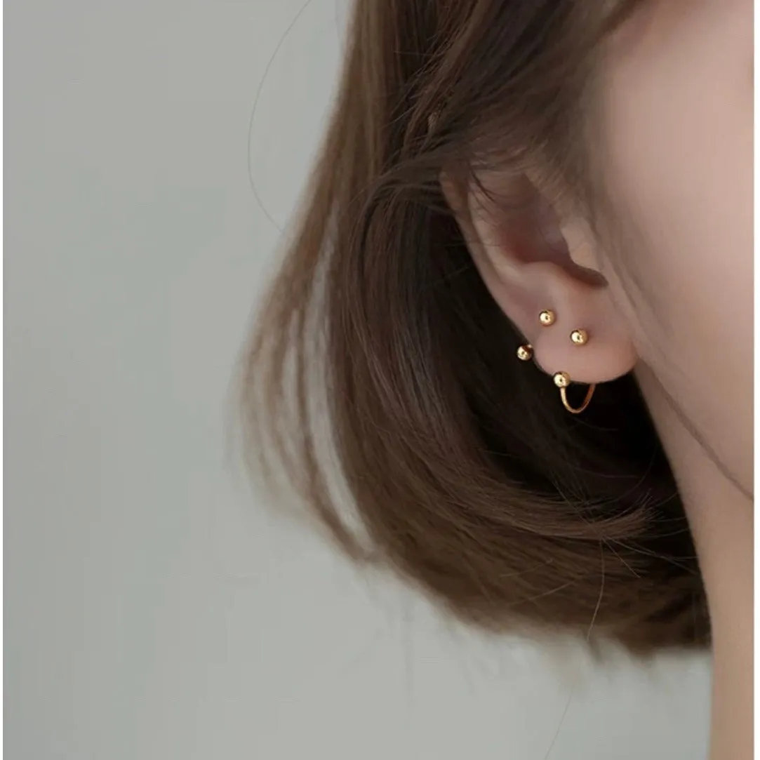 Screw back Solid Silver Balls Studs Earrings-ESB001