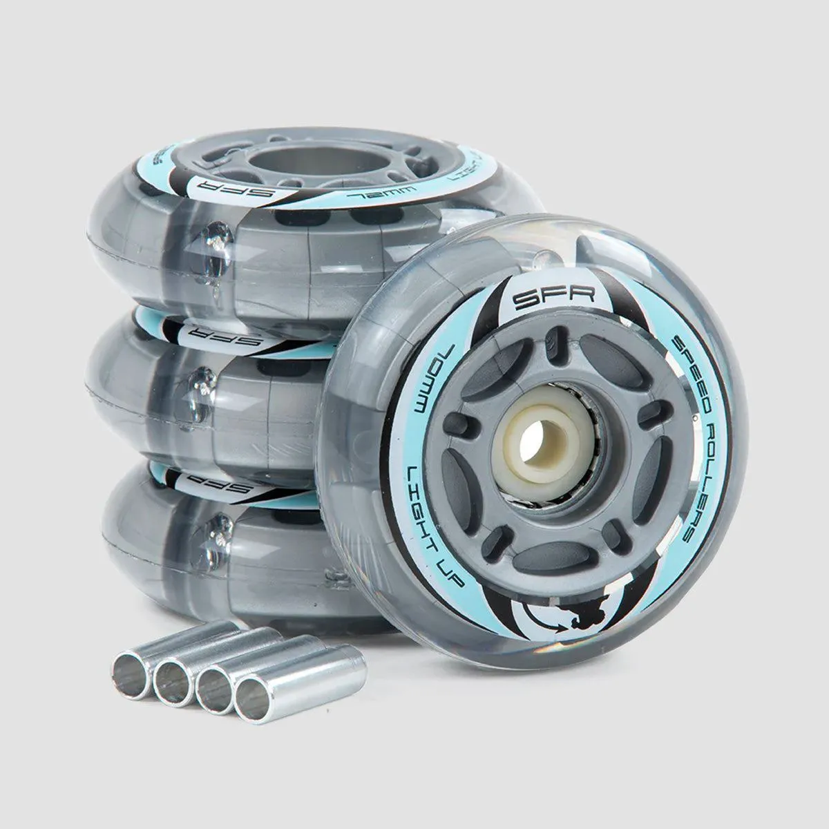 SFR Light Up Inline Wheels Silver 64mm