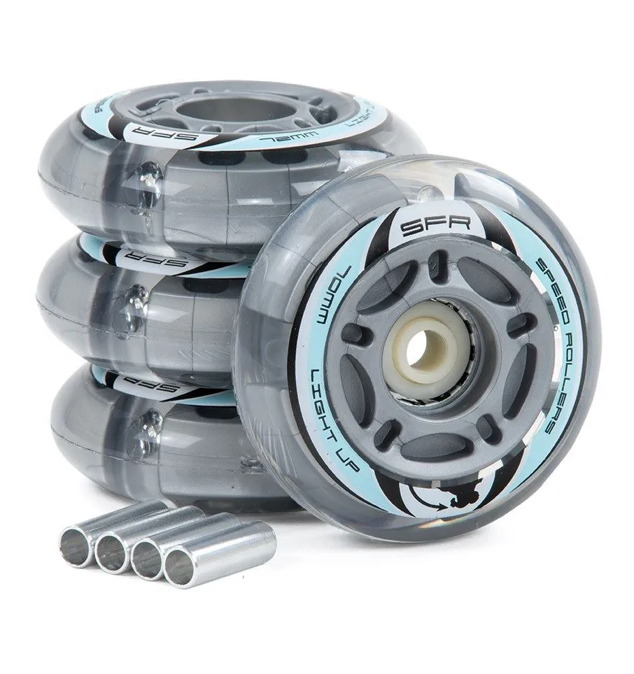 SFR Light Up Inline Wheels x4 - Silver