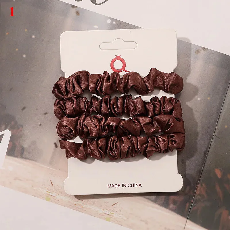 Silk Hair Scrunchies Set - Solid Color Hair Rings for Women, Elastic Hair Ties and Accessories