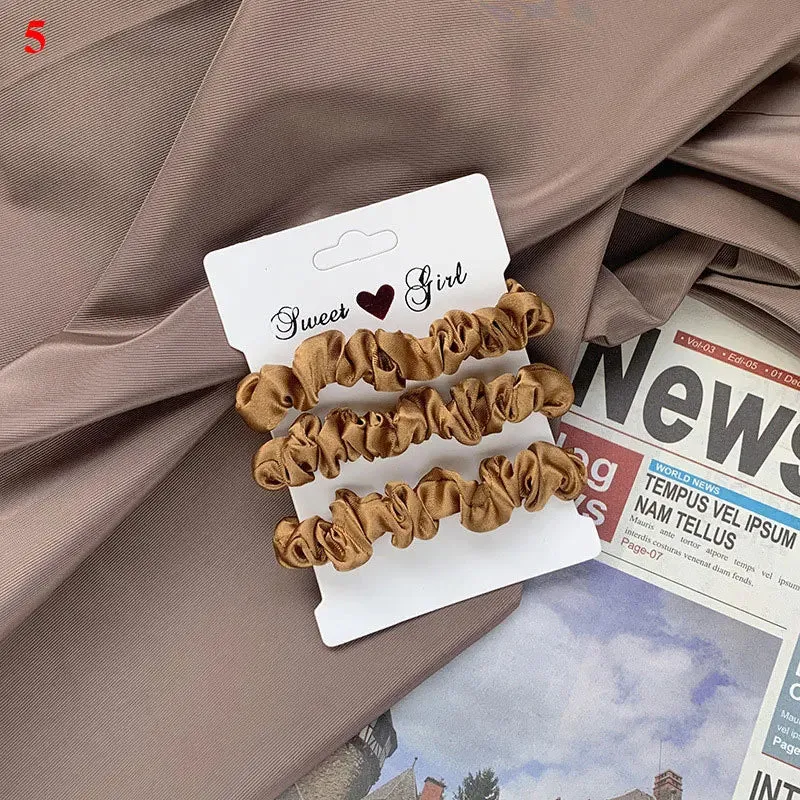 Silk Hair Scrunchies Set - Solid Color Hair Rings for Women, Elastic Hair Ties and Accessories