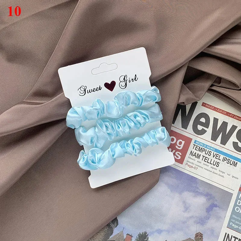 Silk Hair Scrunchies Set - Solid Color Hair Rings for Women, Elastic Hair Ties and Accessories