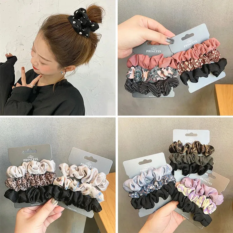 Silk Hair Scrunchies Set - Solid Color Hair Rings for Women, Elastic Hair Ties and Accessories