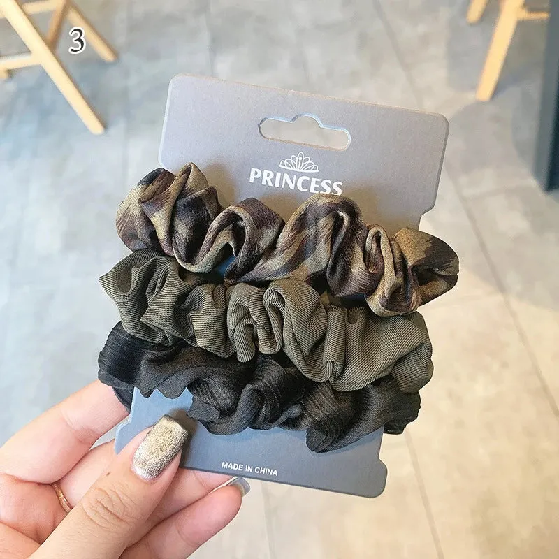 Silk Hair Scrunchies Set - Solid Color Hair Rings for Women, Elastic Hair Ties and Accessories